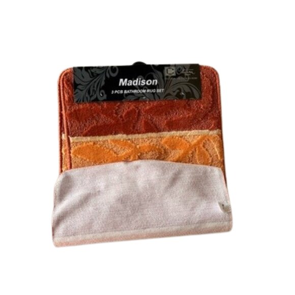 Madison 3 Piece Bathroom Rug Set, Bathroom Rug, Contour Rug & Lid Cover Rust - Picture 5 of 7